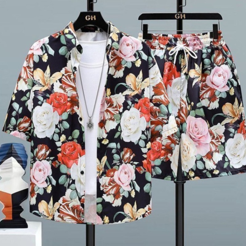 Printed Floral Shirt - Yazlık Erkek Seyahat Kıyafeti Buz İpek