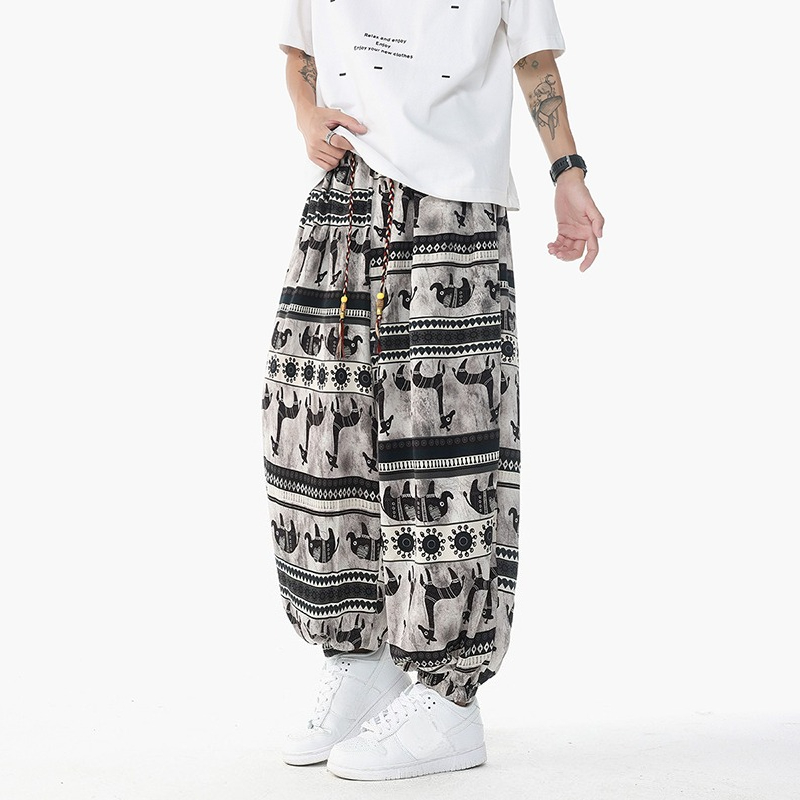 Retro Track Pant - Tatil Tarzı Baskılı Yüksek Belli İpli