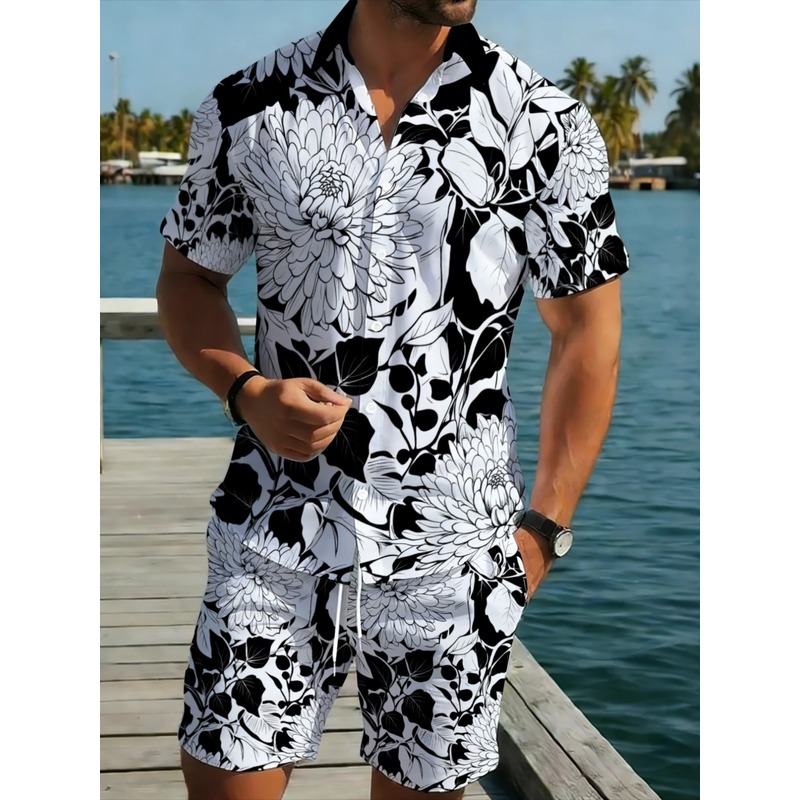 Printed Floral Shirt - Erkek Çiçek Desenli Kısa Kollu Gömlek