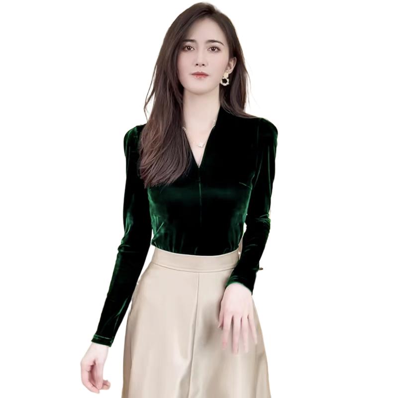 V Vintage Fashion - Moda zarif V yaka uzun kollu