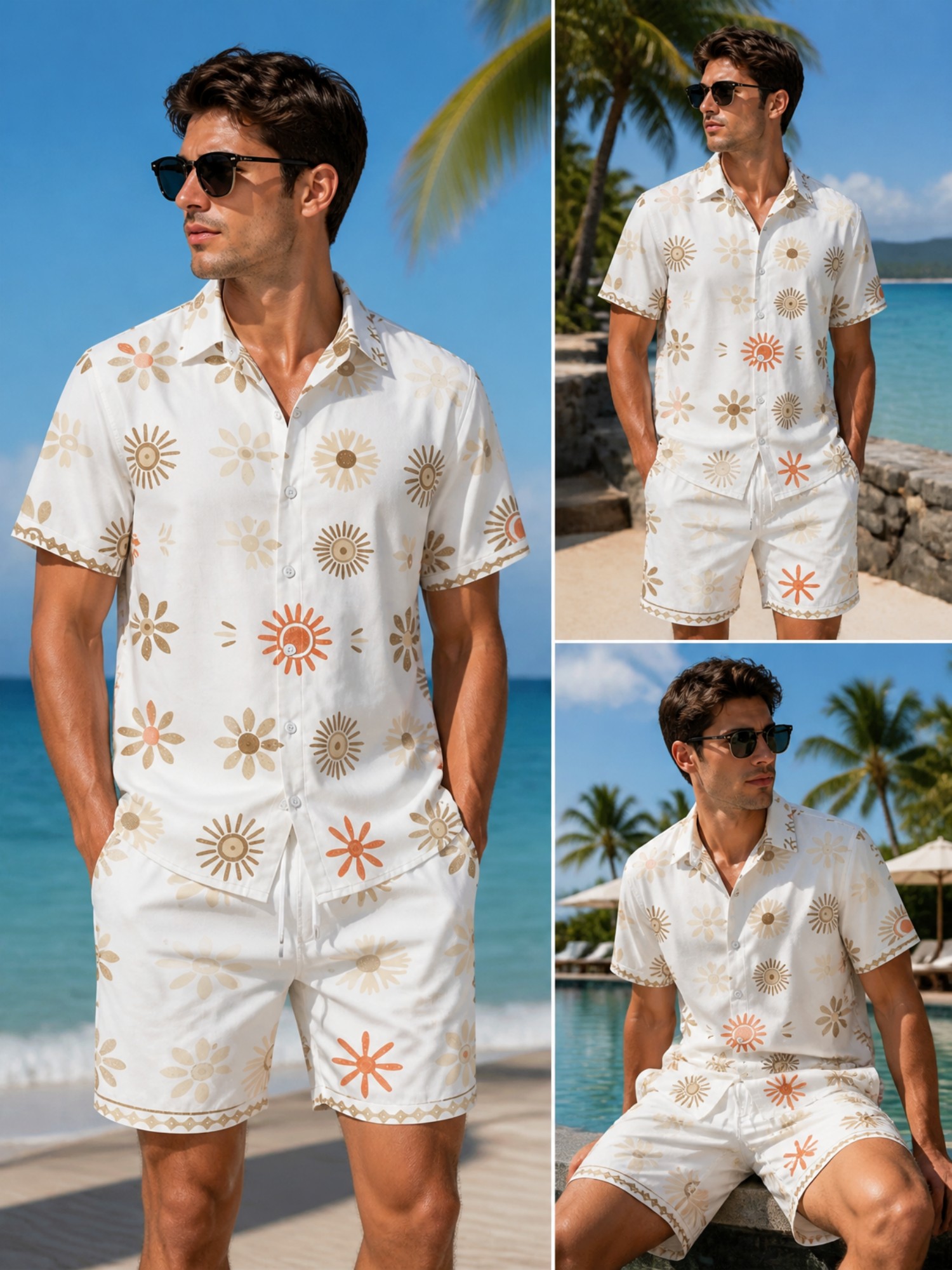Printed Floral Shirt - Erkek Çiçek Desenli Kısa Kollu Gömlek