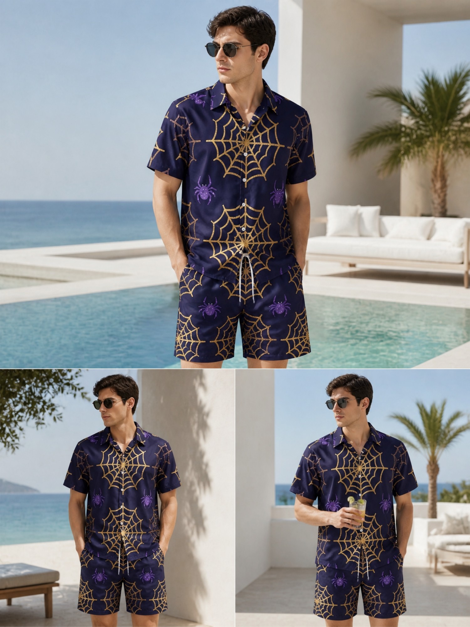 Printed Floral Shirt - Erkek Yazlık Kısa Kollu Polo Gömlek