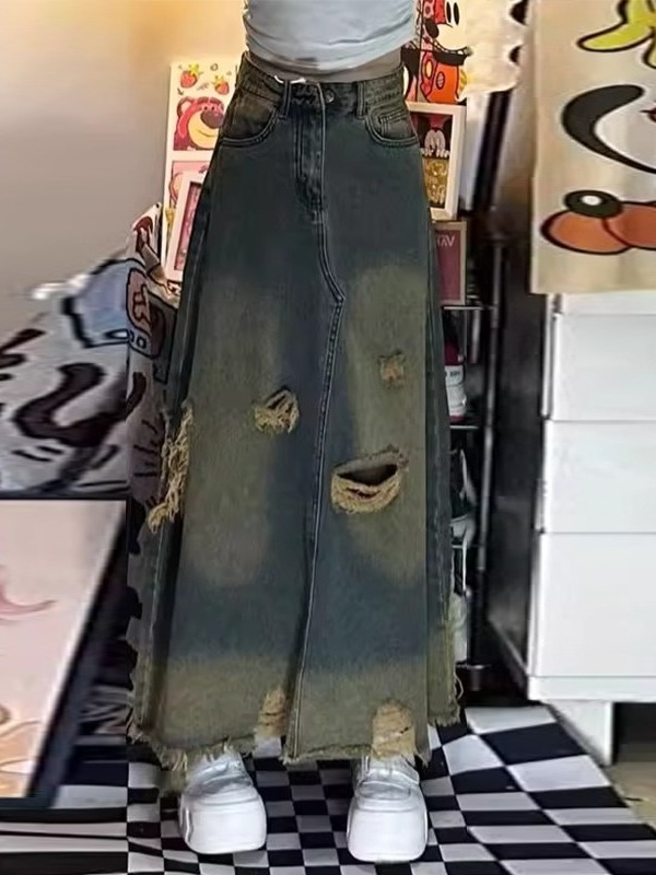 Denim Skirt Midi Vintage - Yüksek Bel A Kesim Midi Kot