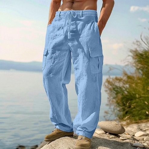Retro Track Pant - Etnik Tarz Günlük Pamuklu Keten Bol