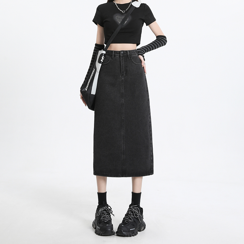 FINEWORDS Vintage pembe Denim  - Denim Skirt Midi Vintage incelemesi ve fiyatı