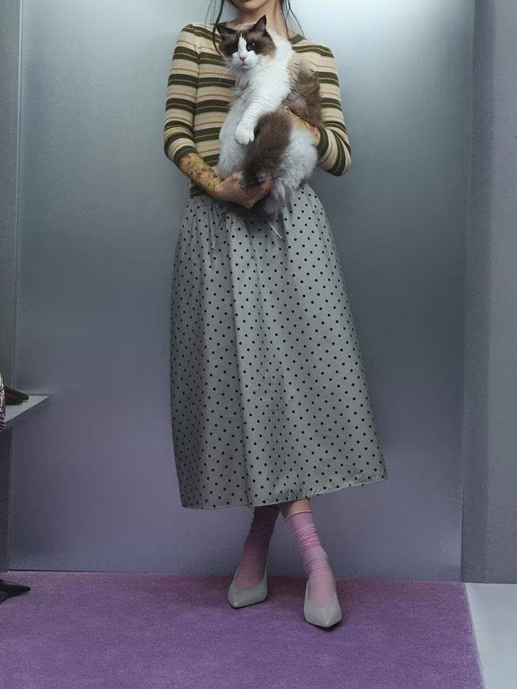 Yeni Yaz Uzun Midi Etek Puanti - Vintage Fashion In Chinese incelemesi ve fiyatı