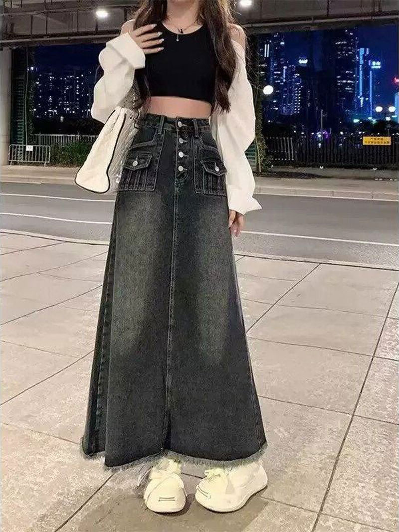 Yüksek Bel A-Line Midi Kot Ete - Denim Skirt Midi Vintage incelemesi ve fiyatı
