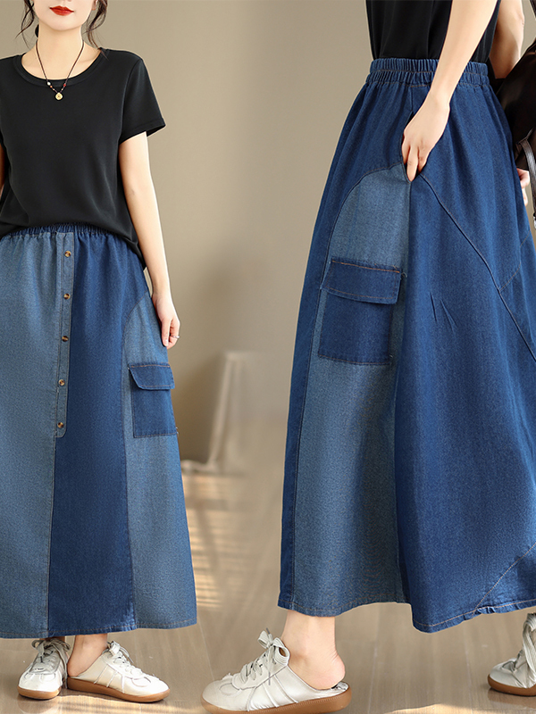 Gevşek Günlük Kot Etek Kadın B - Denim Skirt Midi Vintage incelemesi ve fiyatı