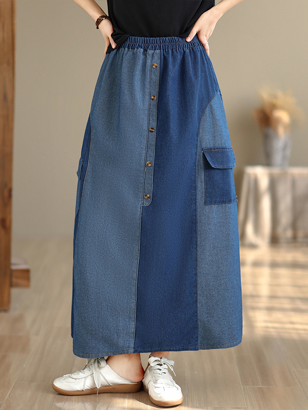 Gevşek Günlük Kot Etek Kadın B - Denim Skirt Midi Vintage incelemesi ve fiyatı