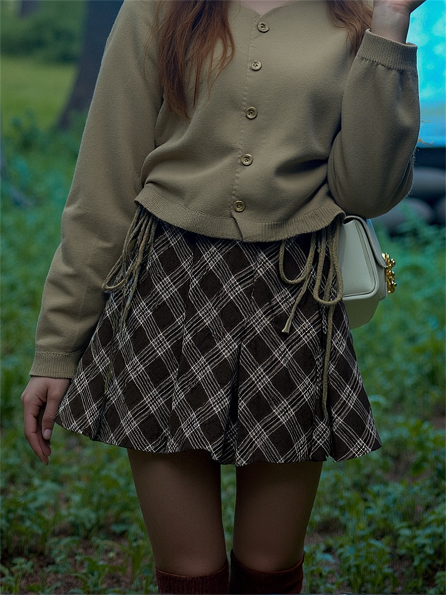 Ekose Kahverengi Etekler Kadın - Denim Skirt Midi Vintage incelemesi ve fiyatı