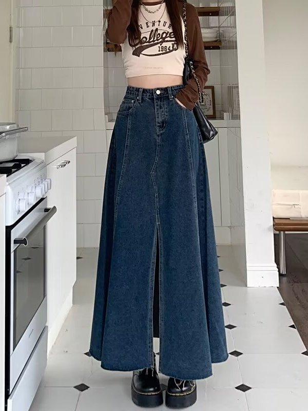 Yüksek Bel Yırtmaçlı Kot Etek  - Denim Skirt Midi Vintage incelemesi ve fiyatı