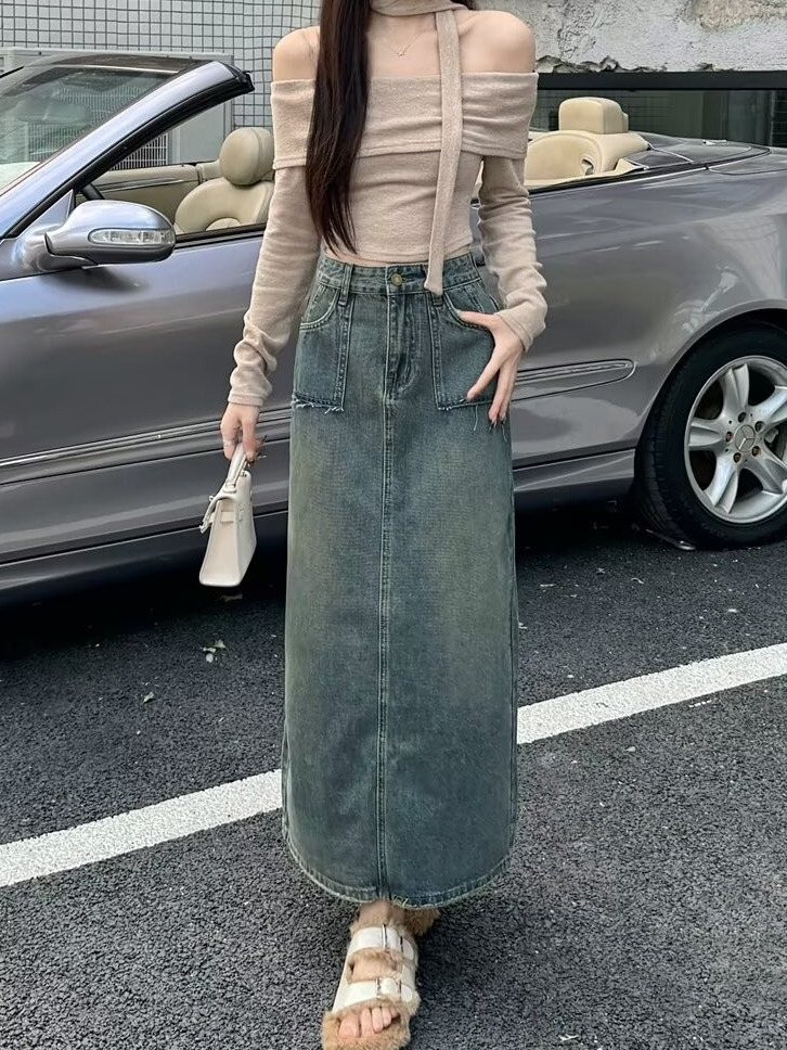 Yüksek Bel Midi Kot Etek Yıkan - Denim Skirt Midi Vintage incelemesi ve fiyatı