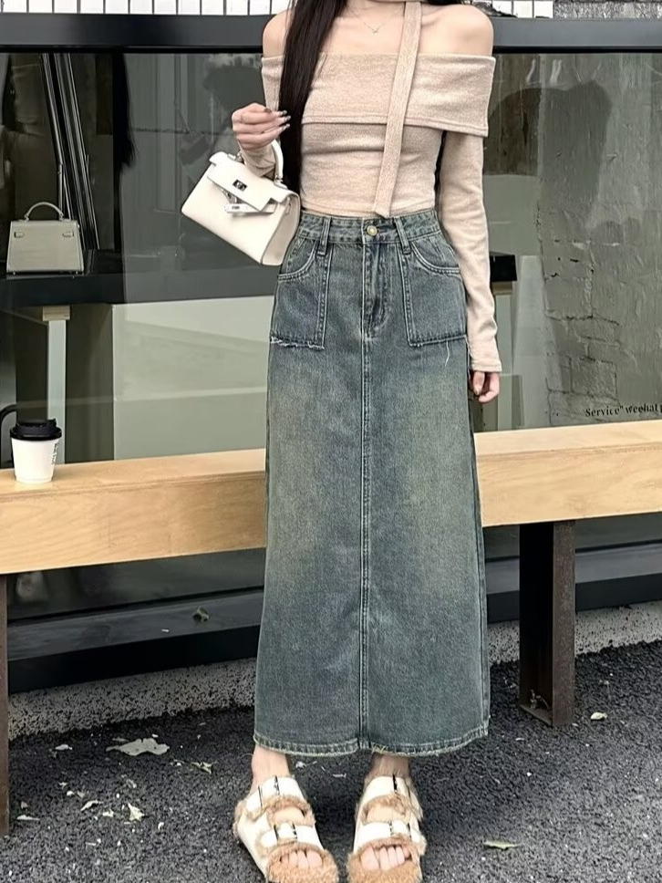 Yüksek Bel Midi Kot Etek Yıkan - Denim Skirt Midi Vintage incelemesi ve fiyatı